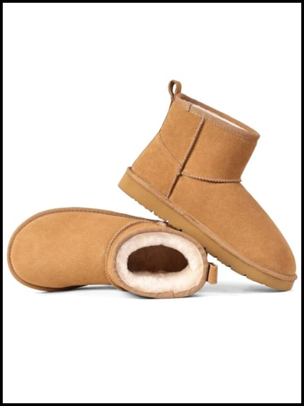 Genuine Suede Ankle Snow Boots - Anti-Slip Warm Comfort Winter Short Boots for